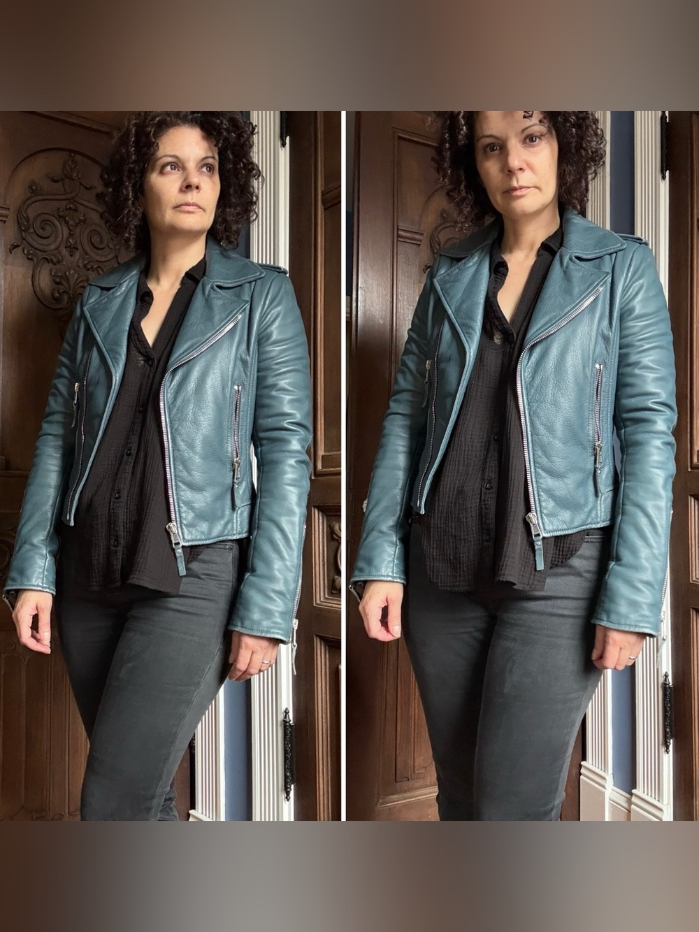 Balenciaga Nicolas Ghesquière Lambskin Leather Moto Biker Jacket – Blue – FR 40